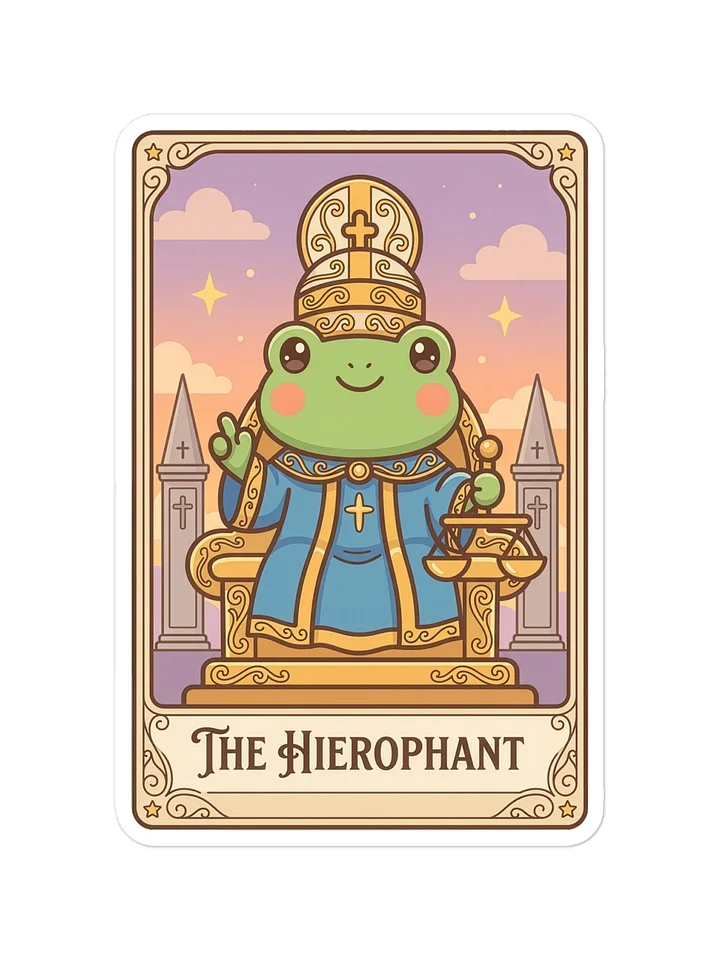 Premium Frog Tarot Card Cutout-style Vinyl Sticker | Featuring Iconic "The Hierophant" Artwork from the Tarotoads! Collection by Everbright Studio product image (1)