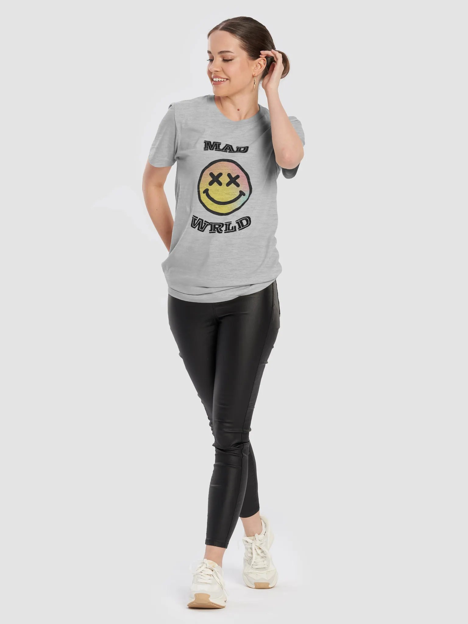 MAD WORLD Smiley T-Shirt – Edgy Graphic Tee, Retro Vibe, Unique Streetwear Design product image (50)