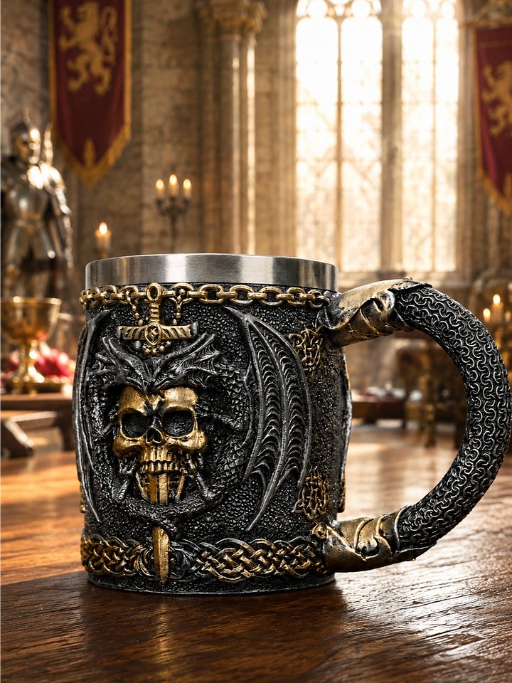 The Armored Kingdom Dragonborn Blade and Skull Deathbrew Mug-Hand Painted-Fantasy Lover-Durable product image (1)