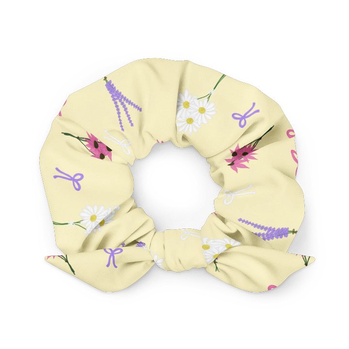 Wildflowers and Bows Pattern- Yellow Background Scrunchie product image (1)