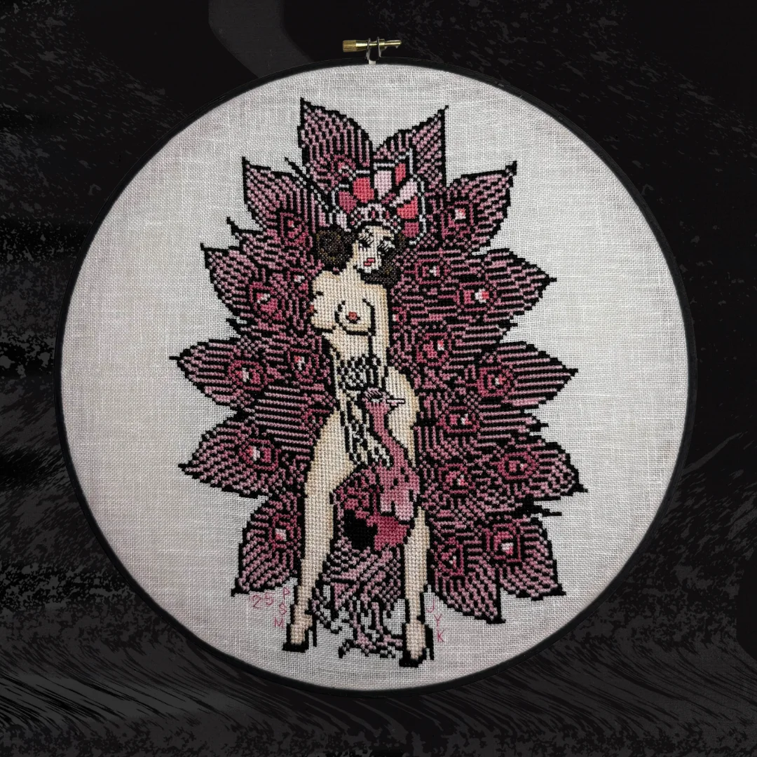 Sailor Jerry Pink Peacock Burlesque Pin Up Pattern product image (1)