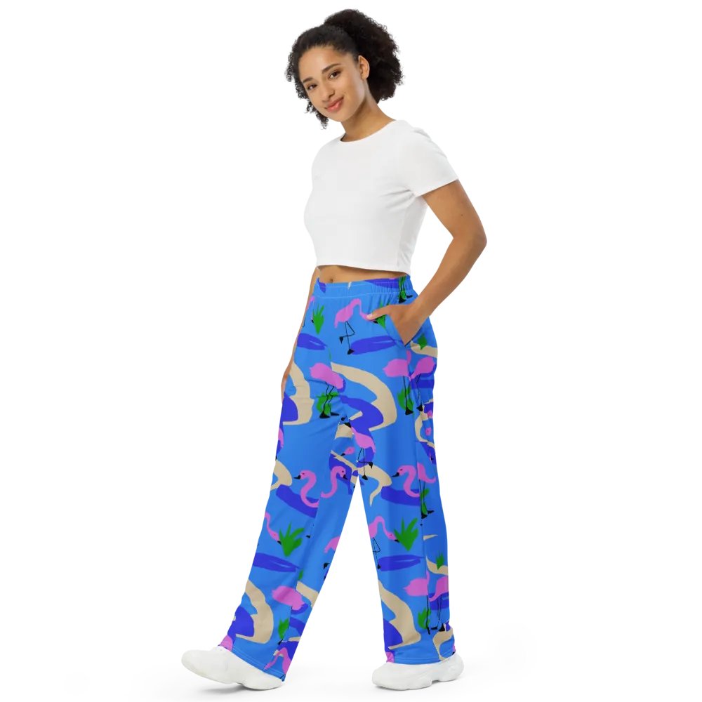 Flamingos Pattern Wideleg Pants product image (4)