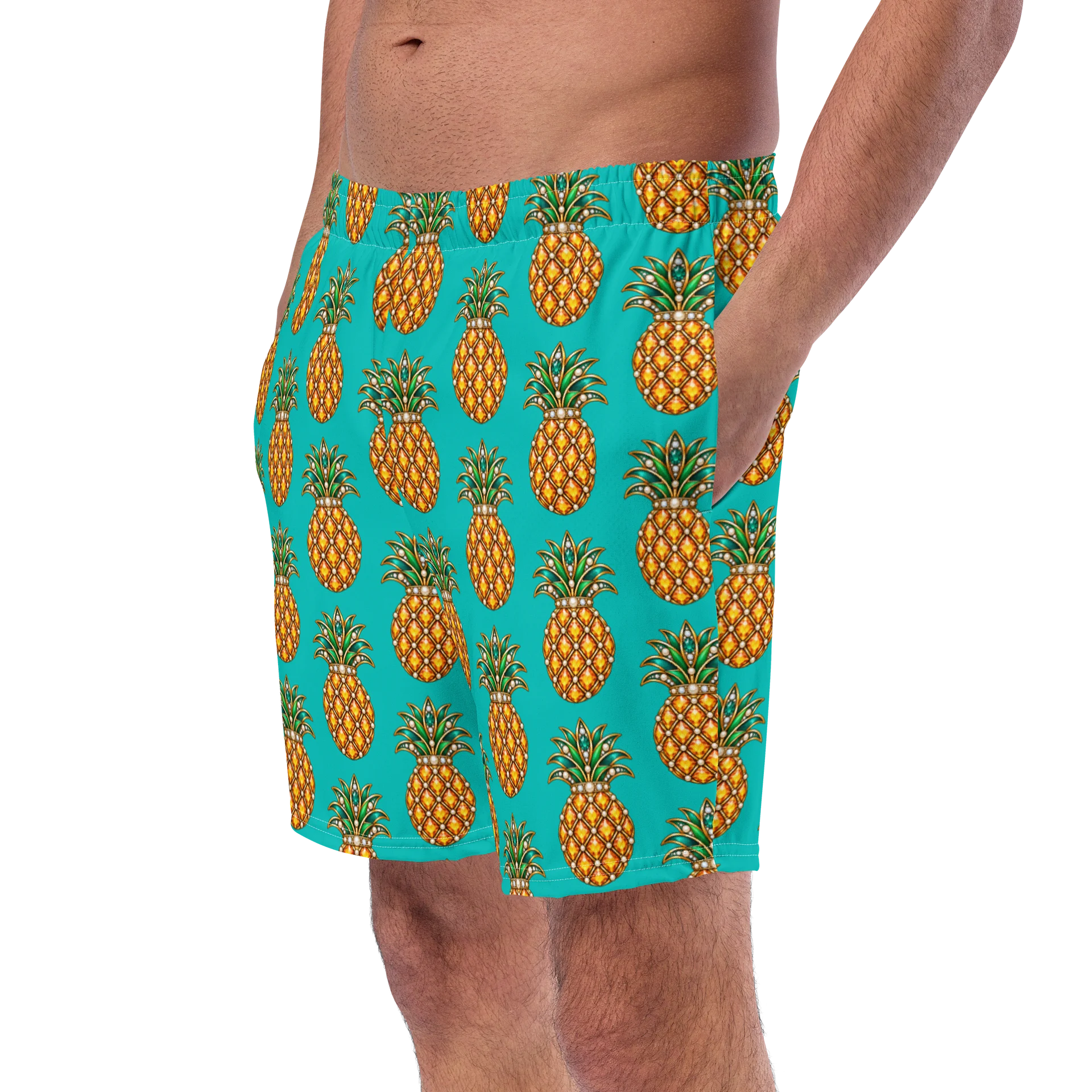 Tropical Jeweled Pineapple All-Over Print Swim Trunks product image (2)