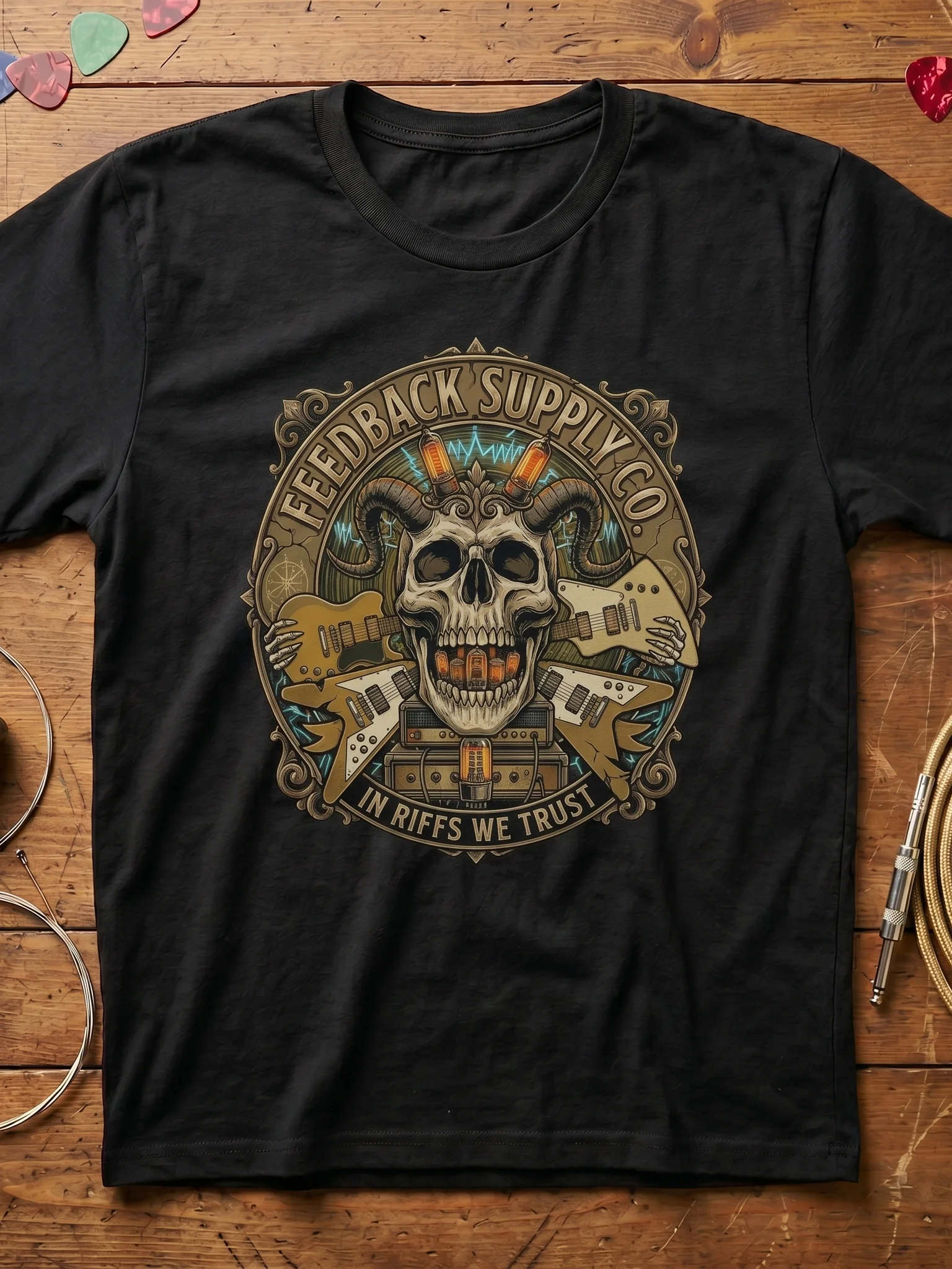 In Riffs We Trust | Metal Guitar T-Shirt product image (1)