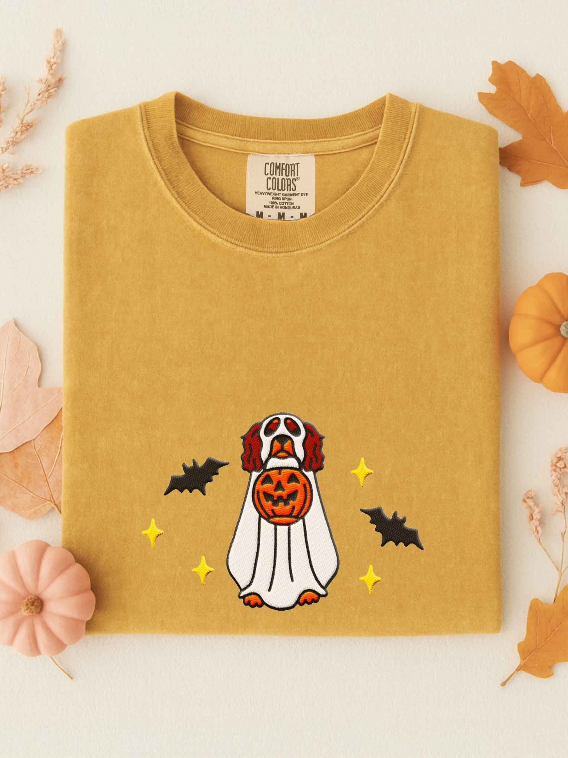Halloween Working Cocker Spaniel(Liver & Tan) Embroidered T-Shirt product image (1)