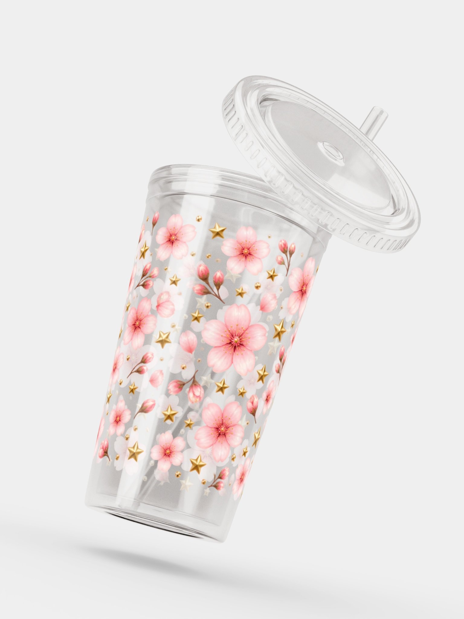 Cherry Blossom Clear Dual Wall Tumbler 16 Oz (473 ml) product image (5)