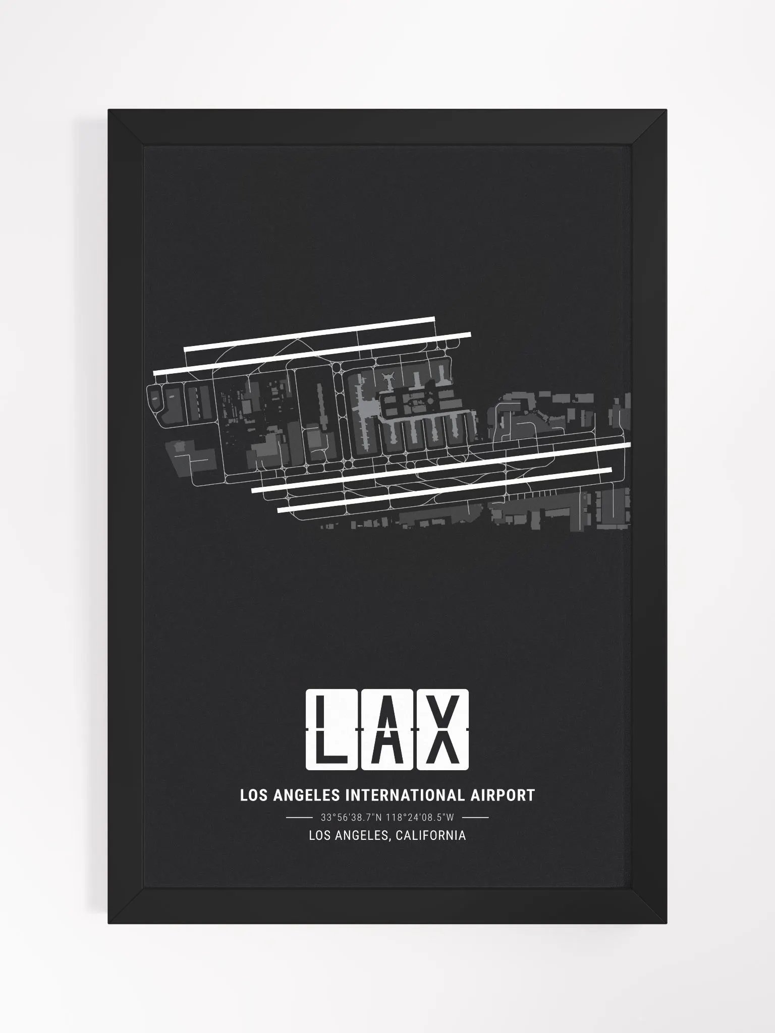 Framed Airport LAX Premium Map On Matt Paper product image (1)