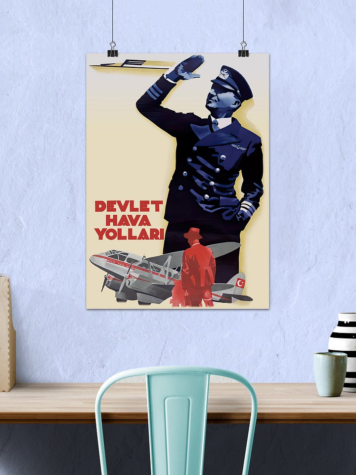 Istanbul, Turkey, 1937 (Devlet Hava Yolları) — retro vintage travel poster product image (2)