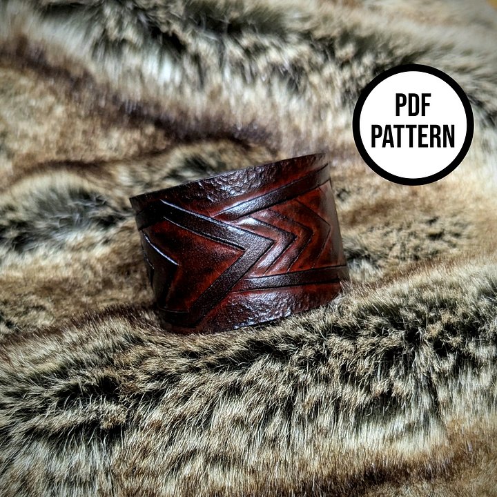 Dwarven Warrior Leather Cuff Pattern - PDF Pattern for Leatherwork product image (2)