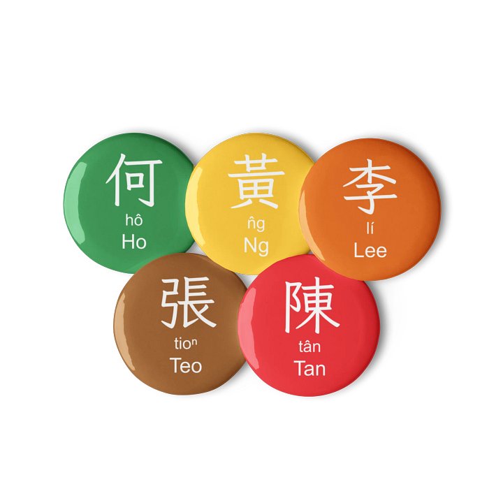 百家姓 Hundred Family Surnames Pin Buttons Set (Hokkien) [Series 1, Multicoloured] product image (2)