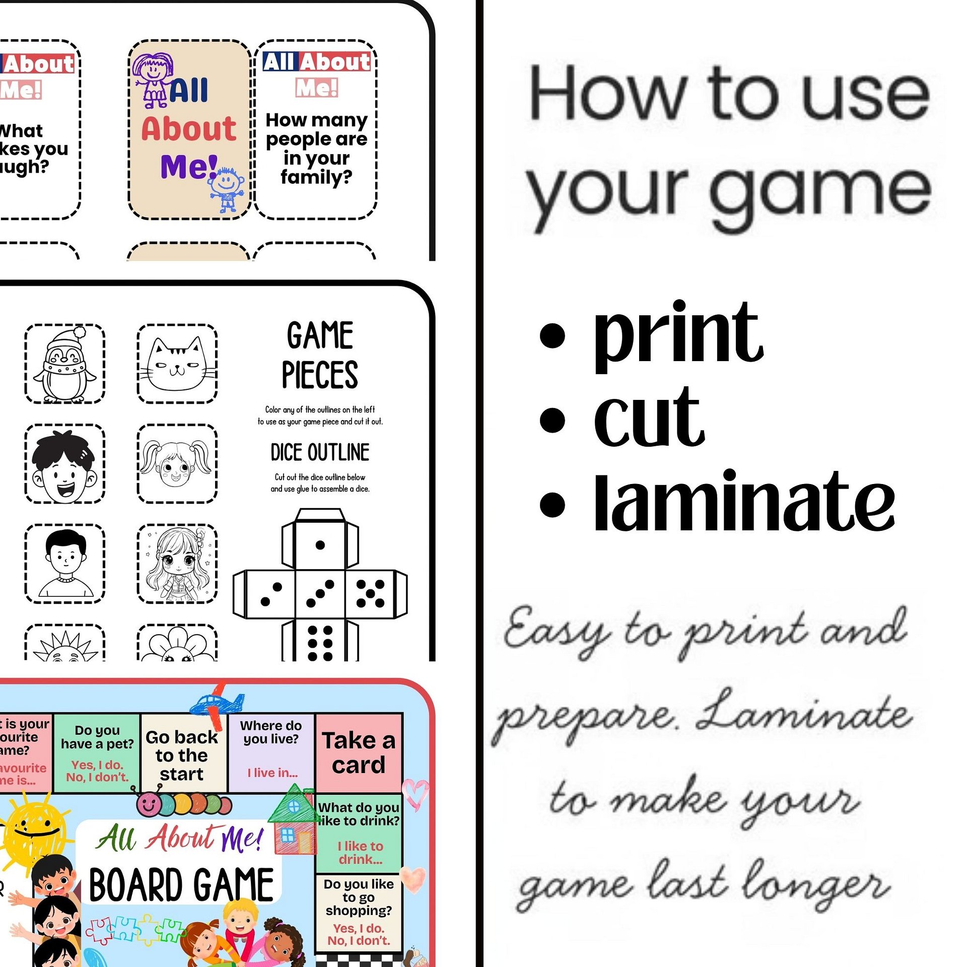 All About Me Board Game Printable Group Work Class Speaking Activity product image (3)