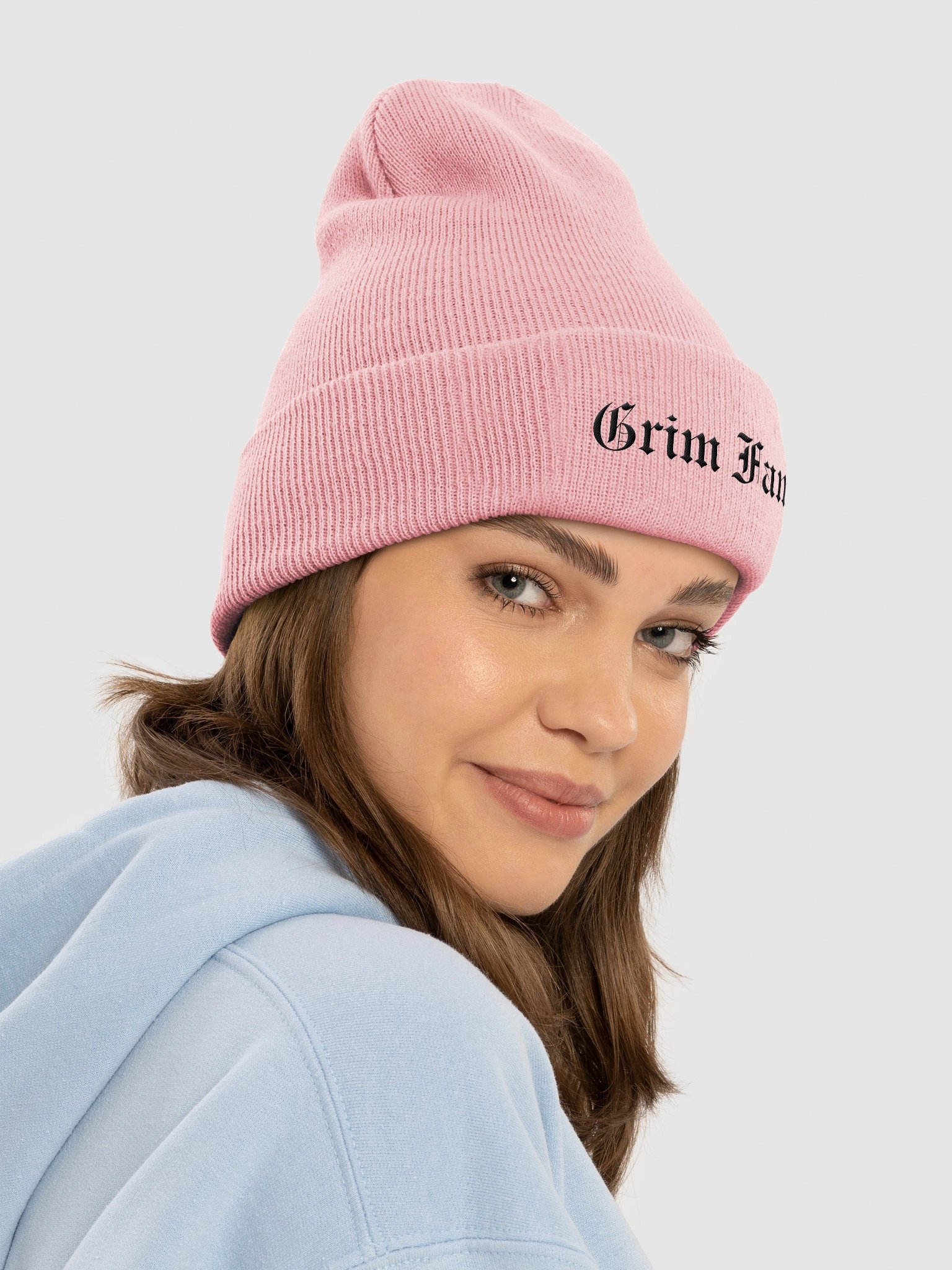 GRIM FAM CUFFED BEANIE – BLACK TEXT (#2) – ALL COLORS product image (5)