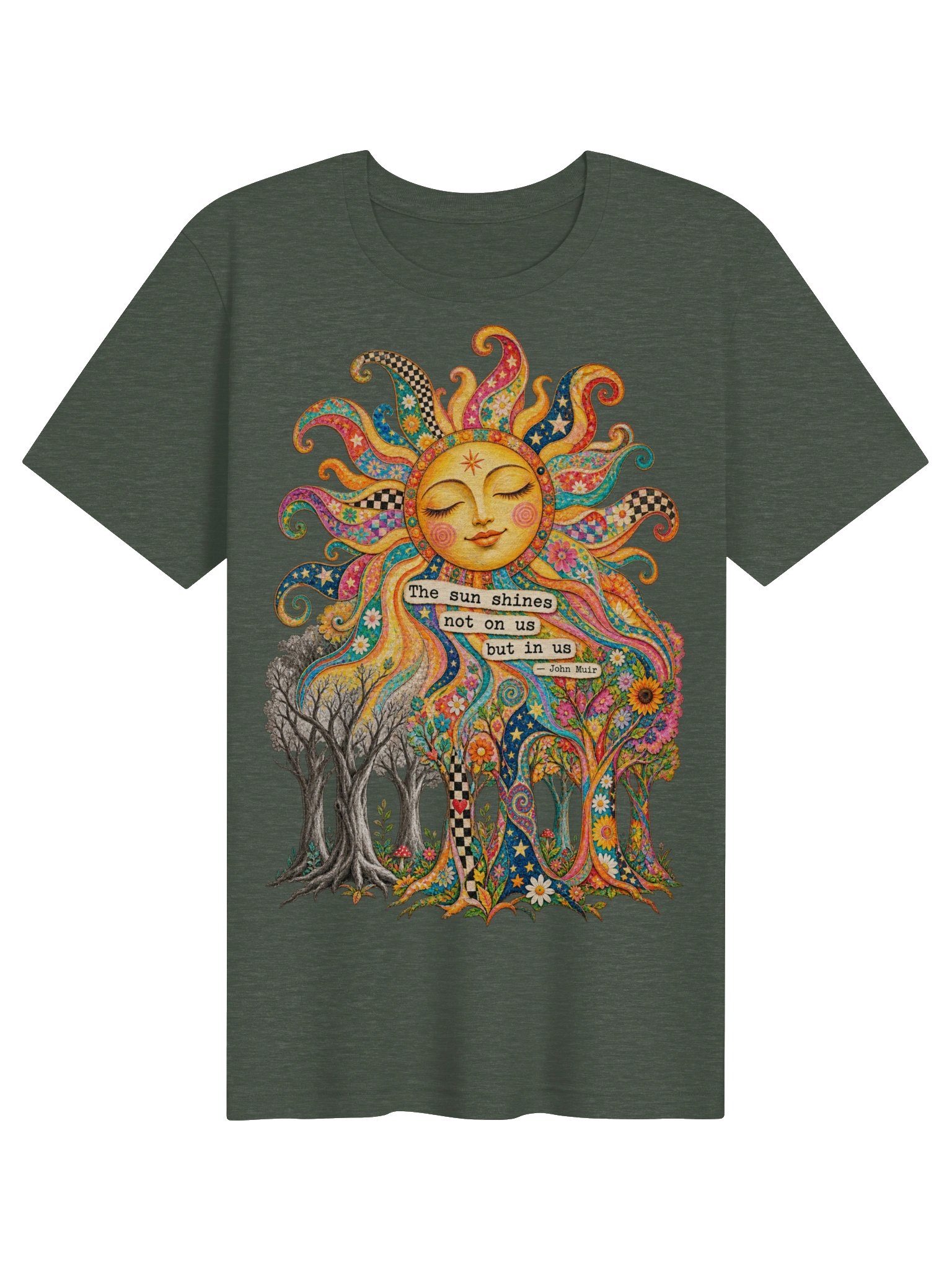 John Muir Sun Quote Psychedelic Nature Shirt, Celestial Tee for Forest Lovers product image (2)
