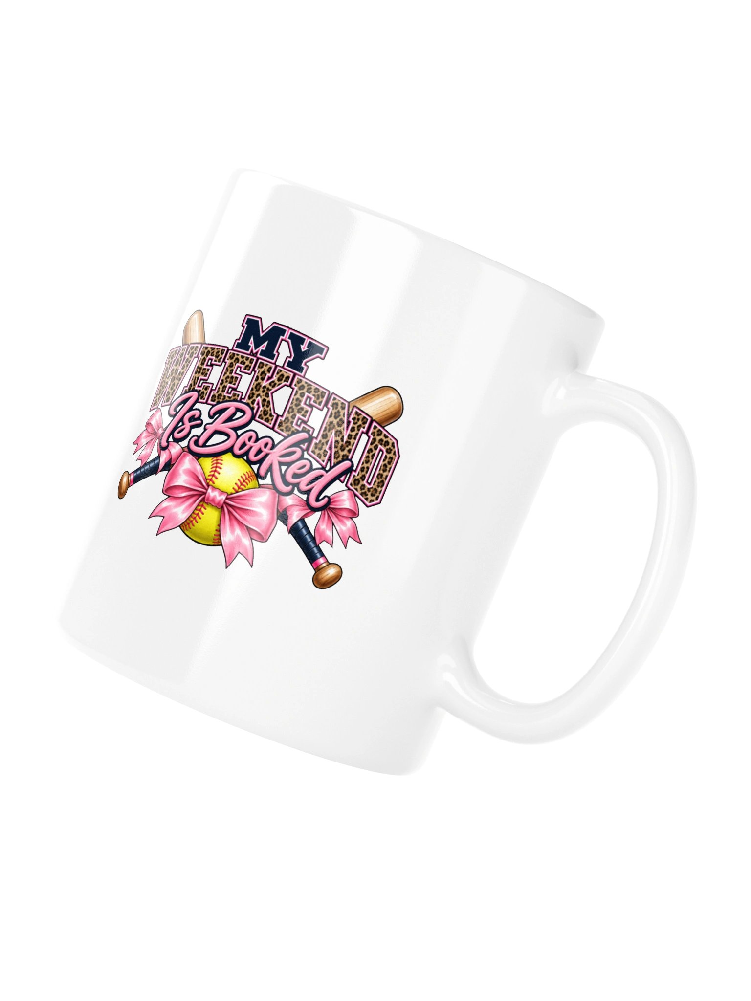 My Weekend Is Booked Softball Mug | Pink Bow Softball Mom Coffee Cup product image (4)