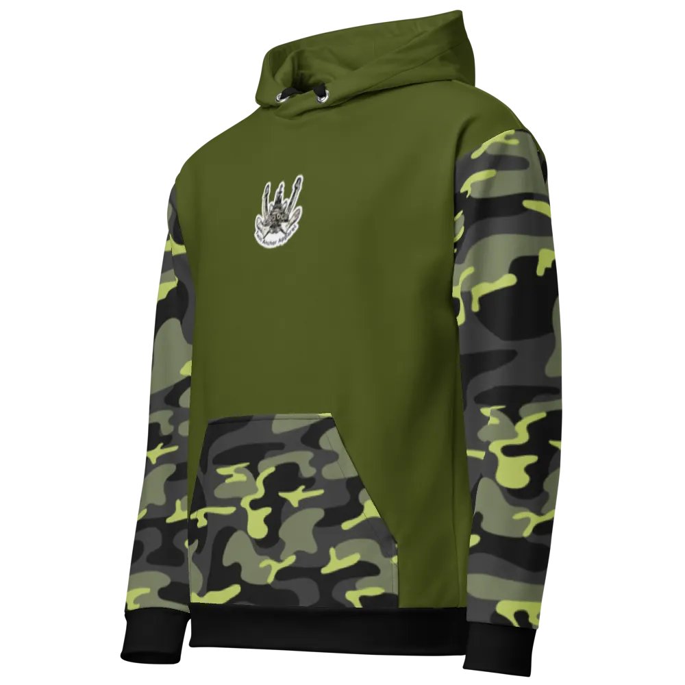 Camouflage & Green Three blade prop triangle Athena tug Hoodie product image (7)