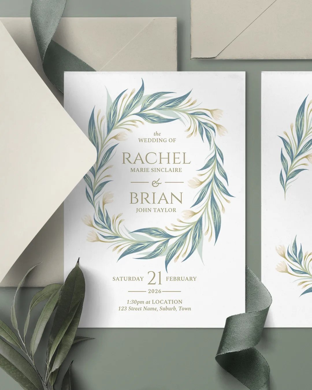 Budding Vines Wedding Invitation Suite - Cream product image (7)