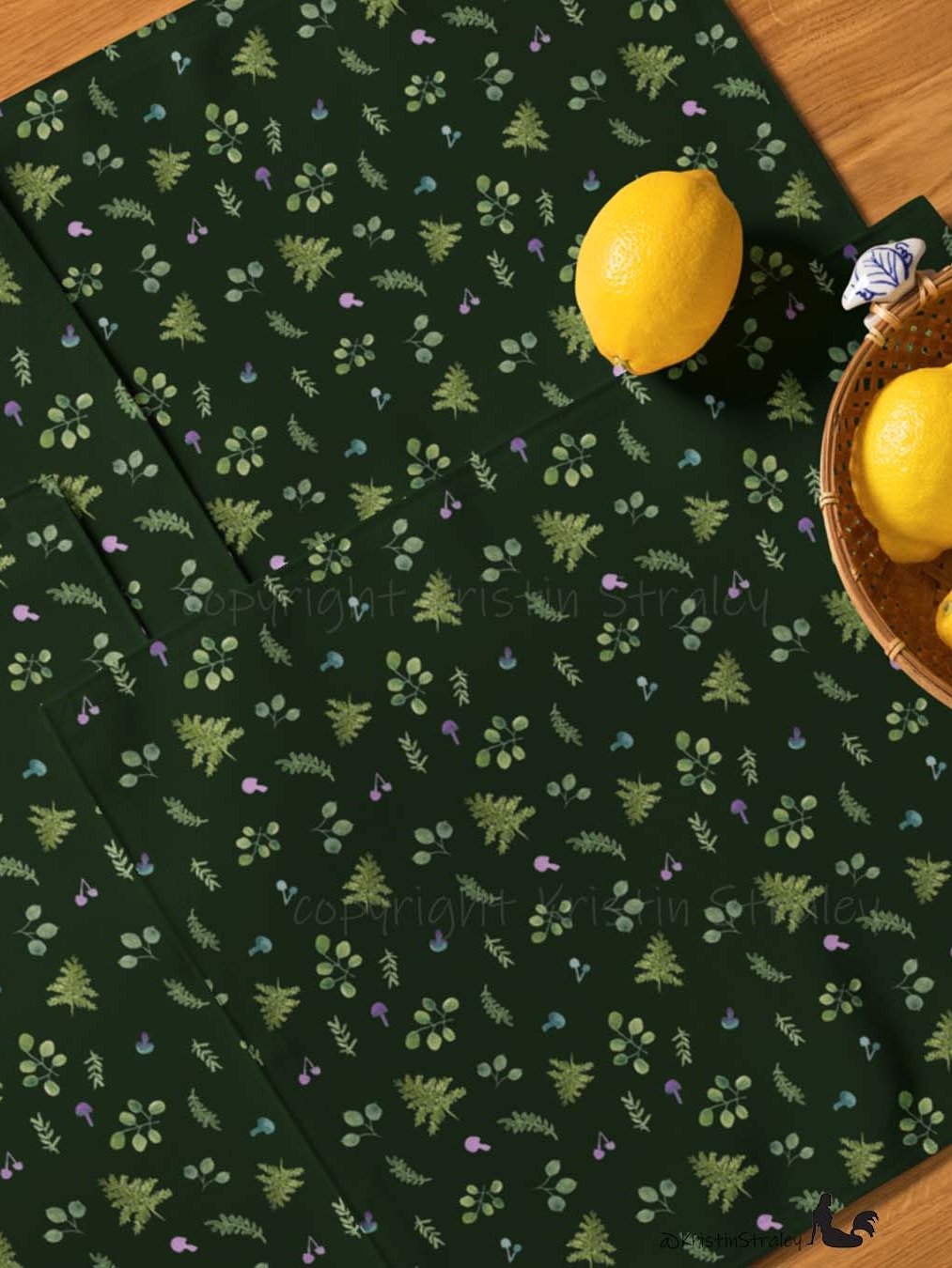 Woodland Ferns & Mushrooms on Dark Green Placemat Set product image (6)