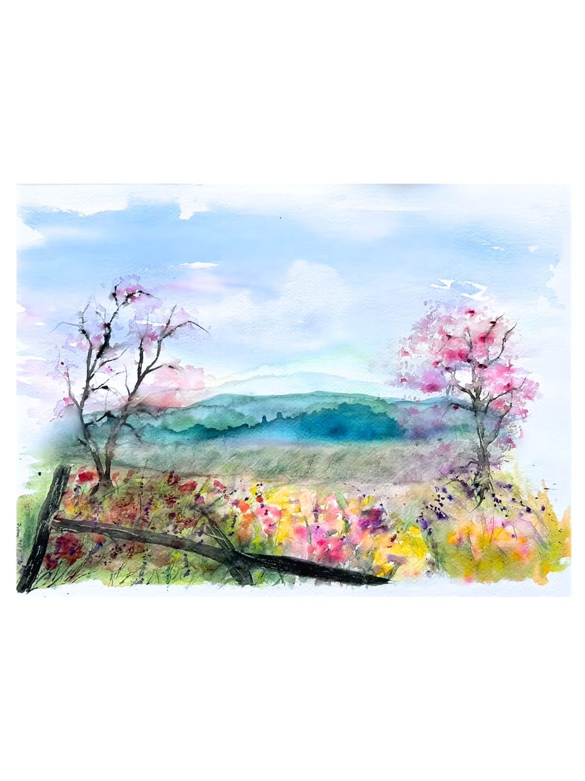 Renewal – Original Watercolor Landscape, Blue Ridge Mountains product image (1)