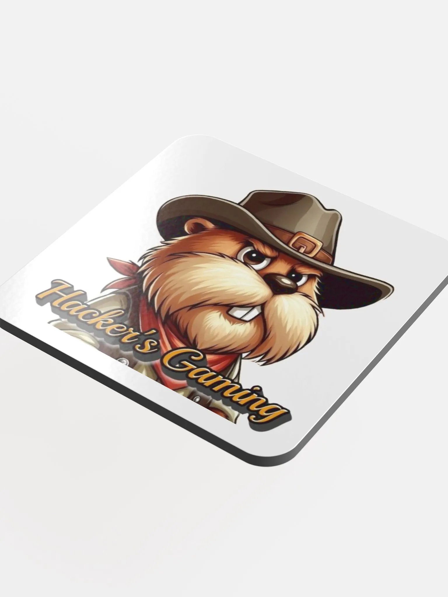 Stylish Cowboy Beaver Glossed Cork Coaster product image (4)
