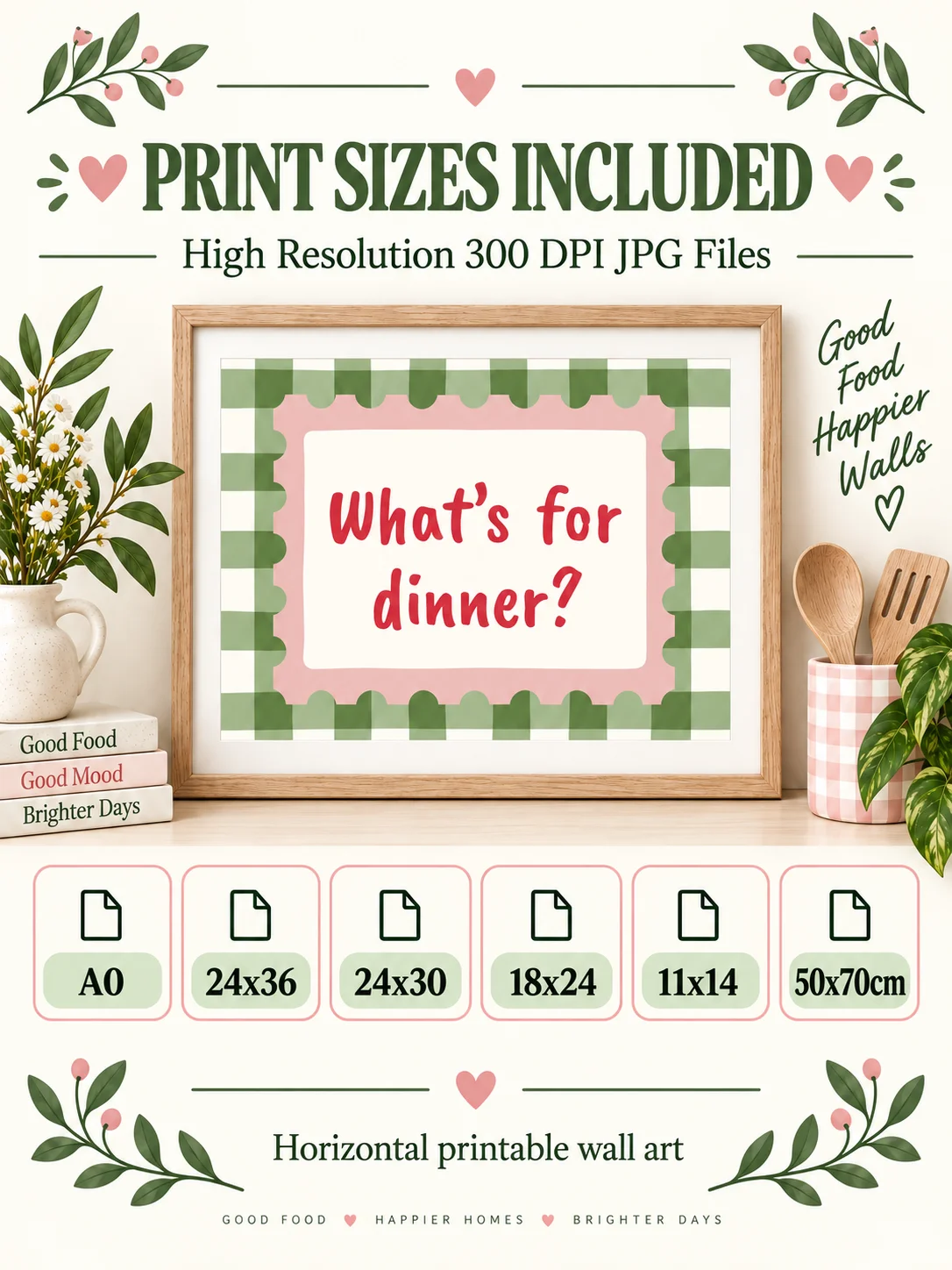 Whats Dinner Retro Kitchen Wall Art | Funny Typography Printable product image (2)