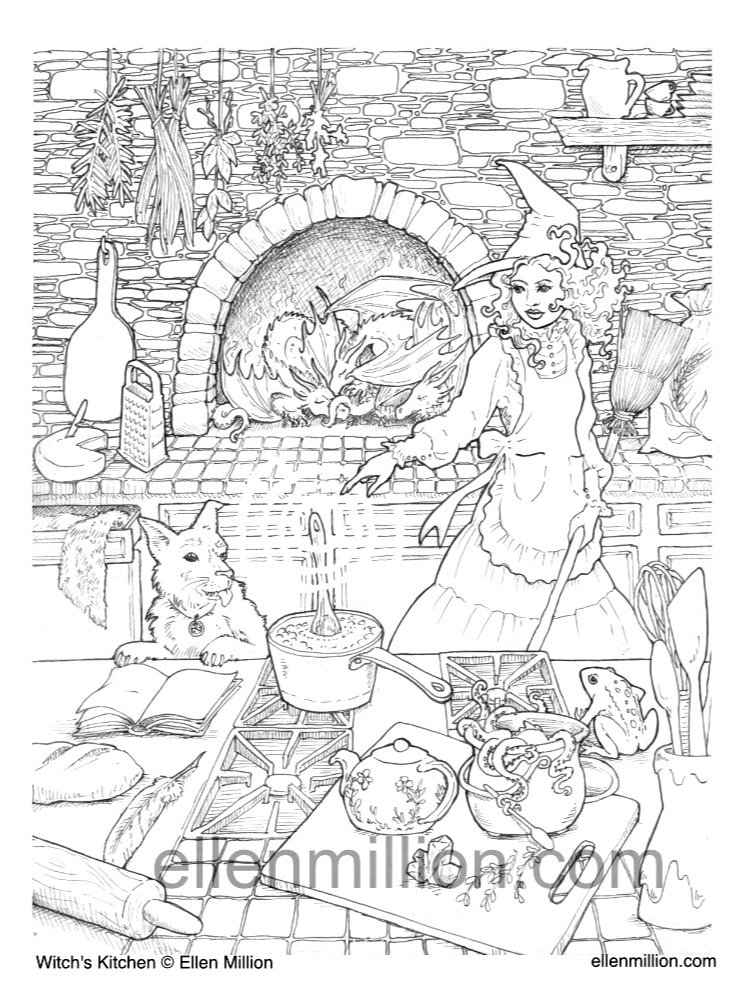 Witch's Kitchen - Digital Coloring Page product image (1)