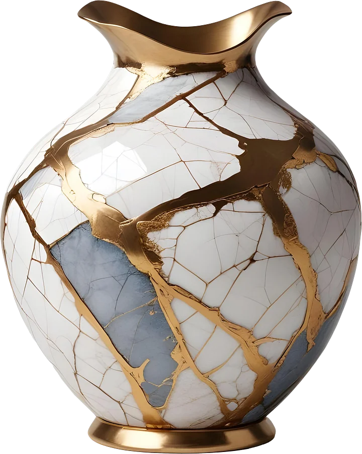 Kintsugi Brilliance – Golden Vein Vase PNG product image (1)