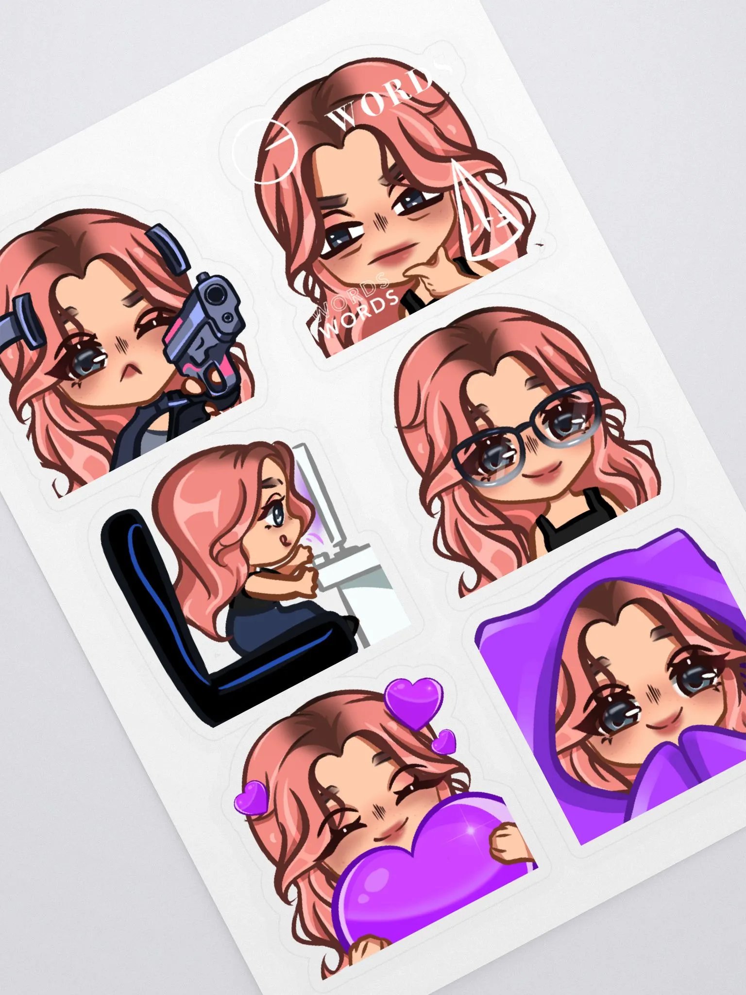 Baby Pink Emote Sticker Sheet product image (1)