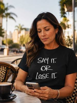 What you feel deserves a voice. What matters deserves to be said. SAY IT OR LOSE IT. Wear the reminder. Shop at frasepoderosa.com — link in bio. #SayItOrLoseIt #FrasePoderosa #WearYourWords #StatementTee