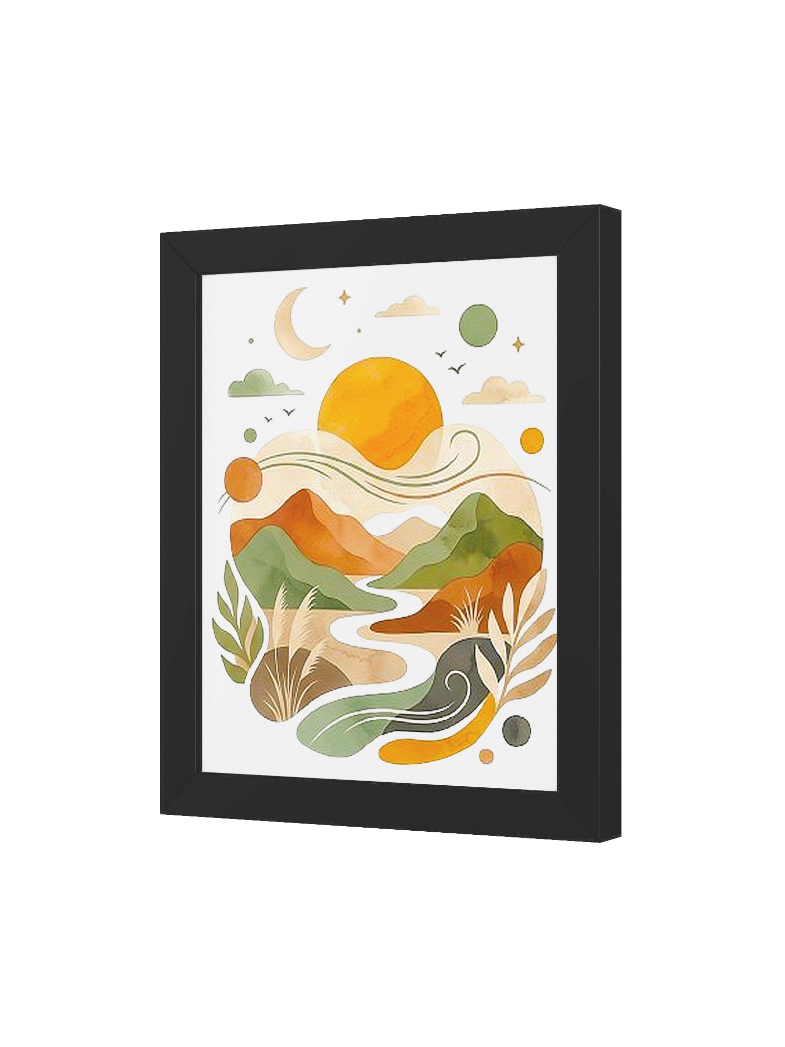 Boho Sun and Moon Landscape Framed Art Print product image (47)