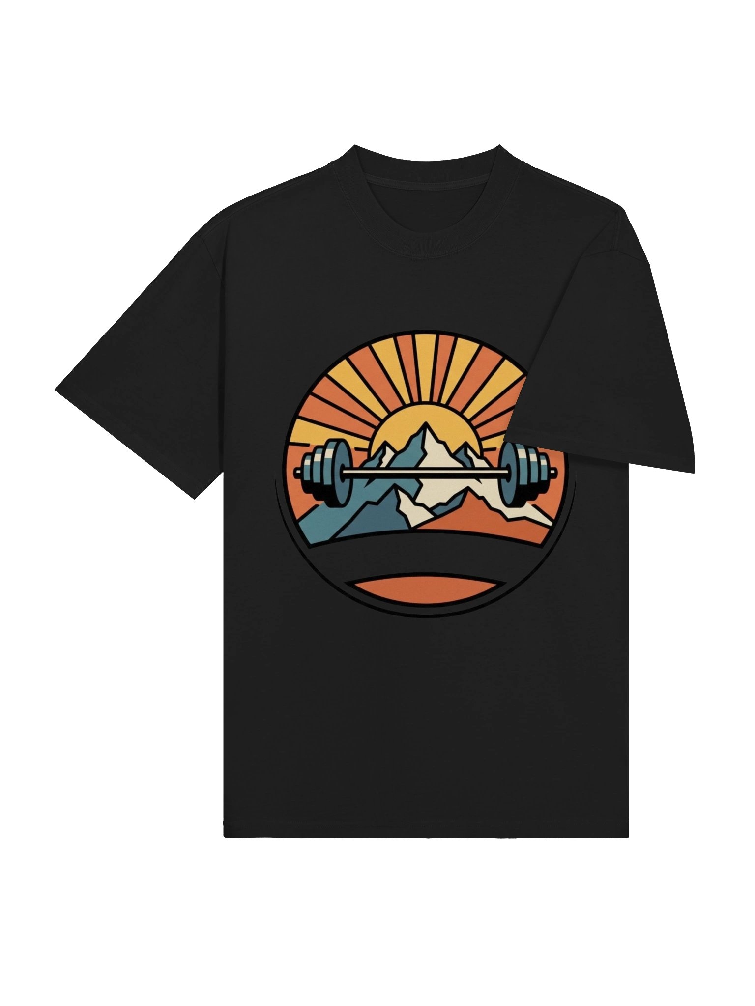 Mountain Sunrise Barbell Tee — Retro Outdoor Fitness Shirt product image (3)