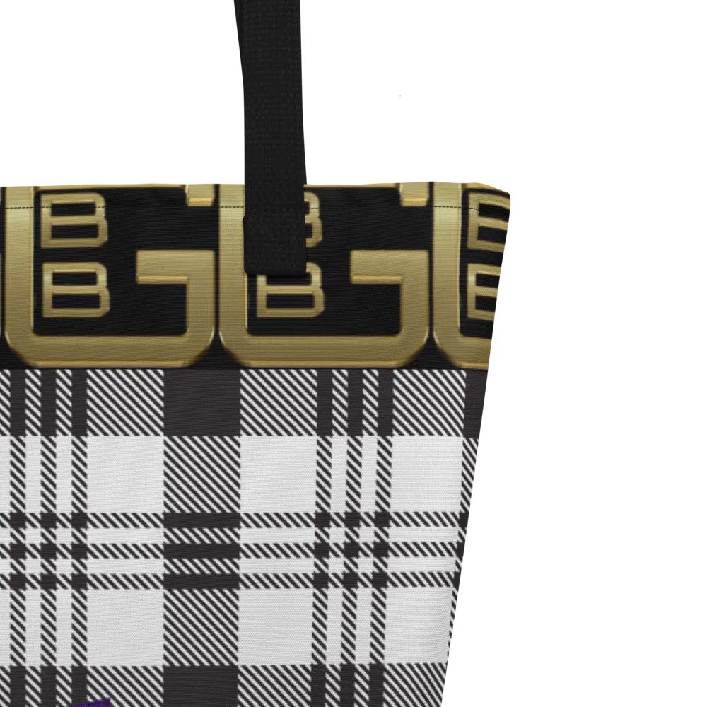 Black and White Plaid with Diamonds BBG Tote Bag with Pocket product image (3)