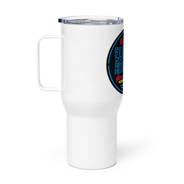 Elbo Room World Famous Neon Flamingo Travel Tumbler with Handle | White product image (1)