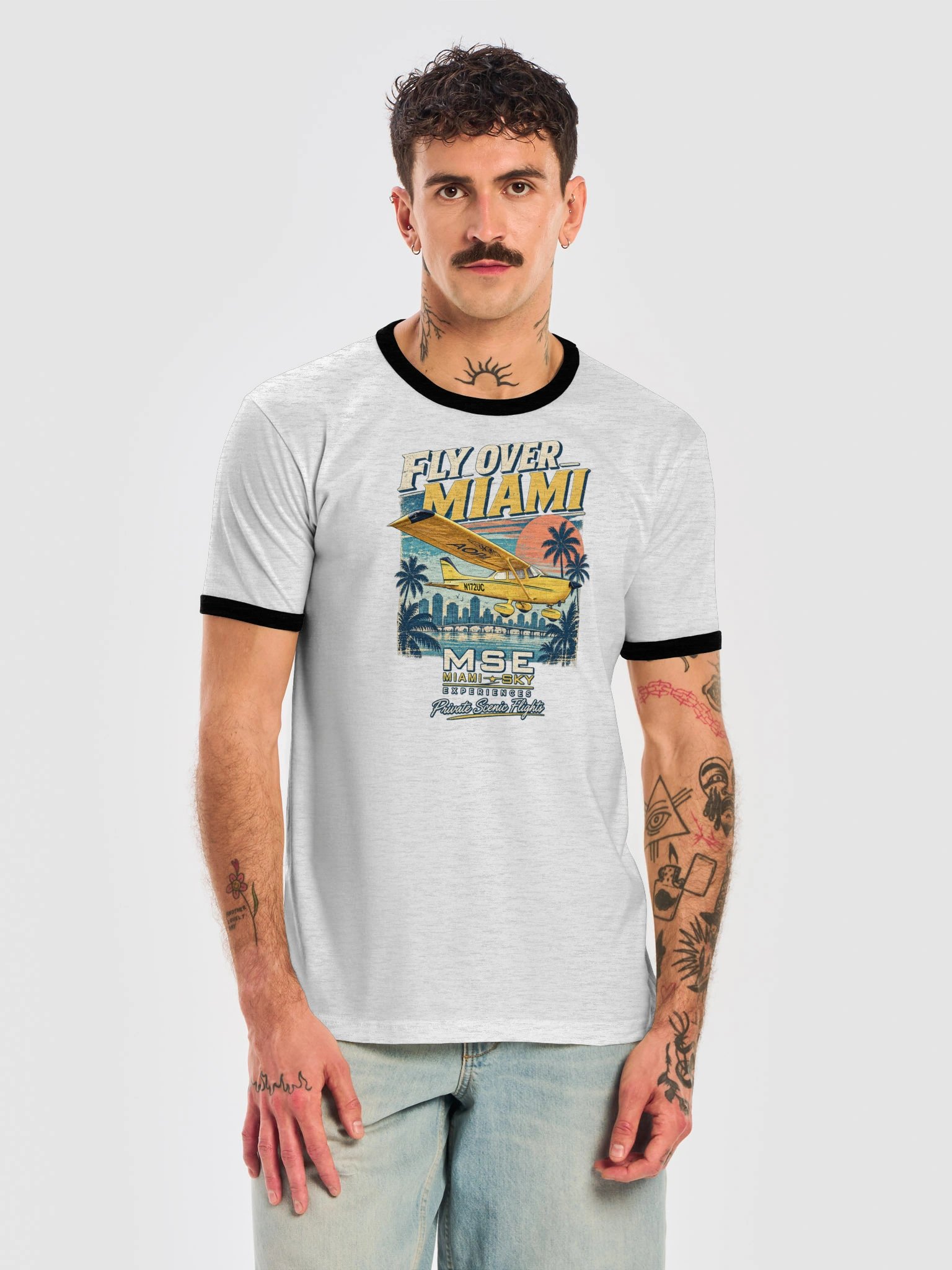 Fly Over Miami Retro Ringer Tee product image (5)