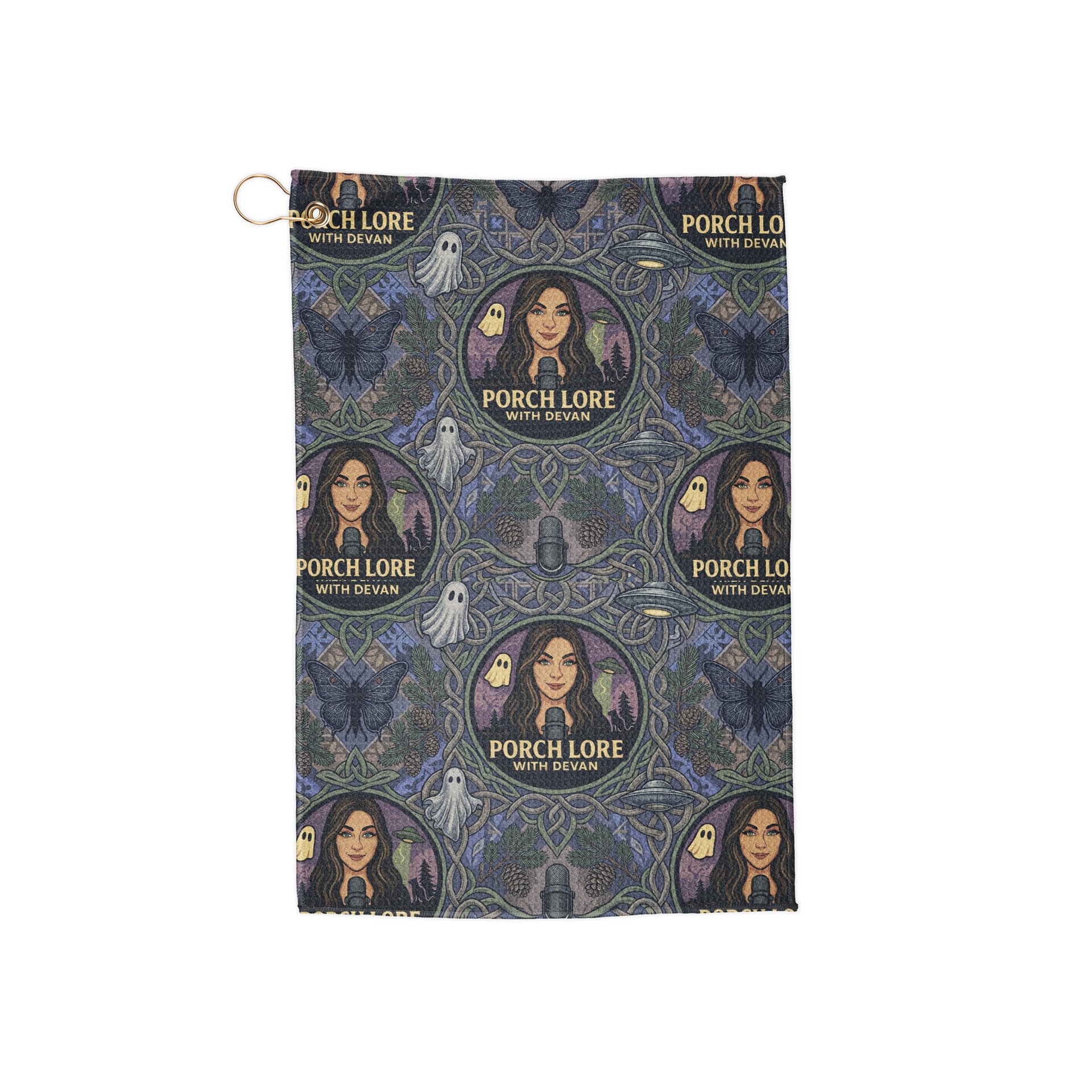 PORCH LORE DEVAN PERIWINKLE MOTH GOLF TOWEL product image (1)