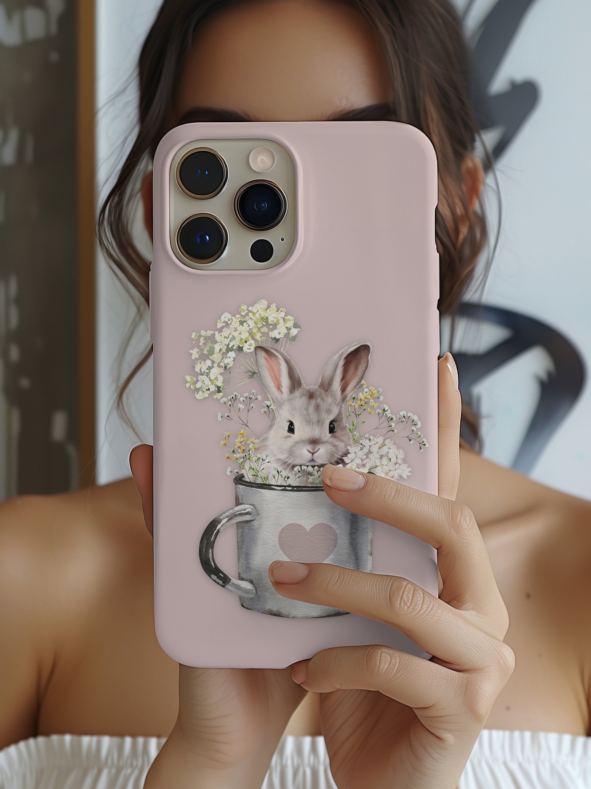LITTLE BUNNY IN A MUG - BLUSH ROSE - SNAP IPHONE CASE product image (4)