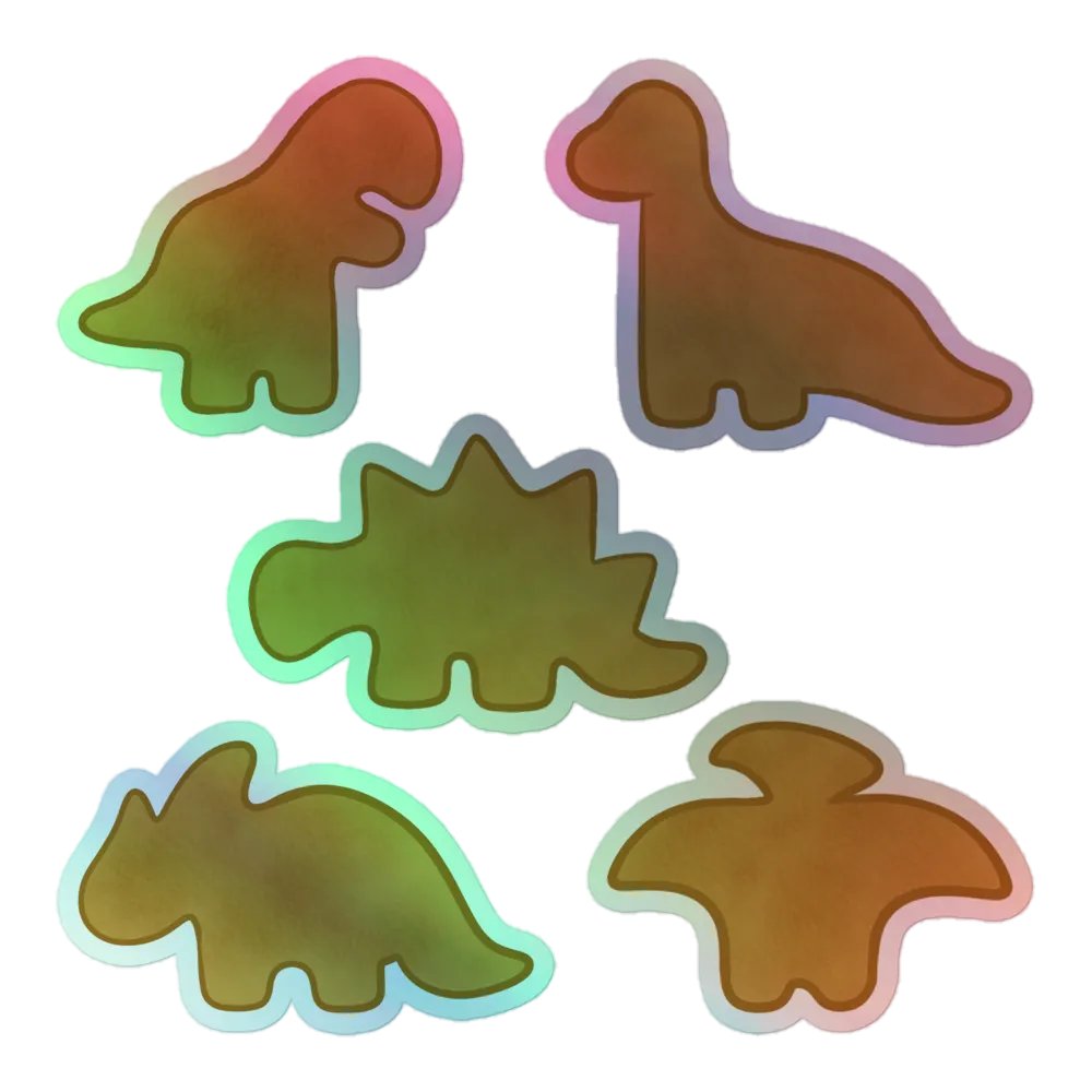 Dino Nugget Holographic Hand-drawn Stickers - 5 Pack product image (1)
