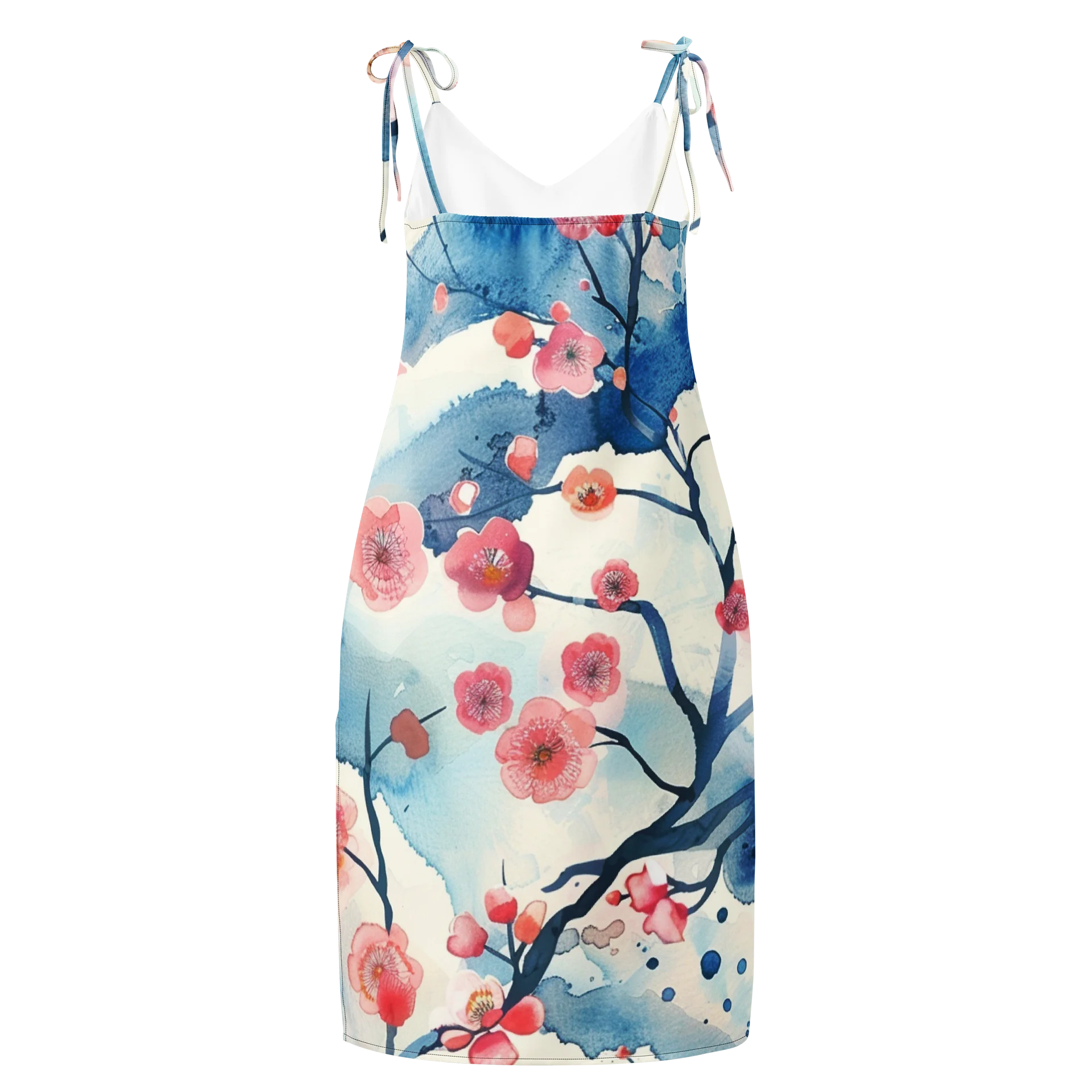 Traditional Japanese Watercolor Slip Dress - Pink Plum Blossom Apparel product image (2)