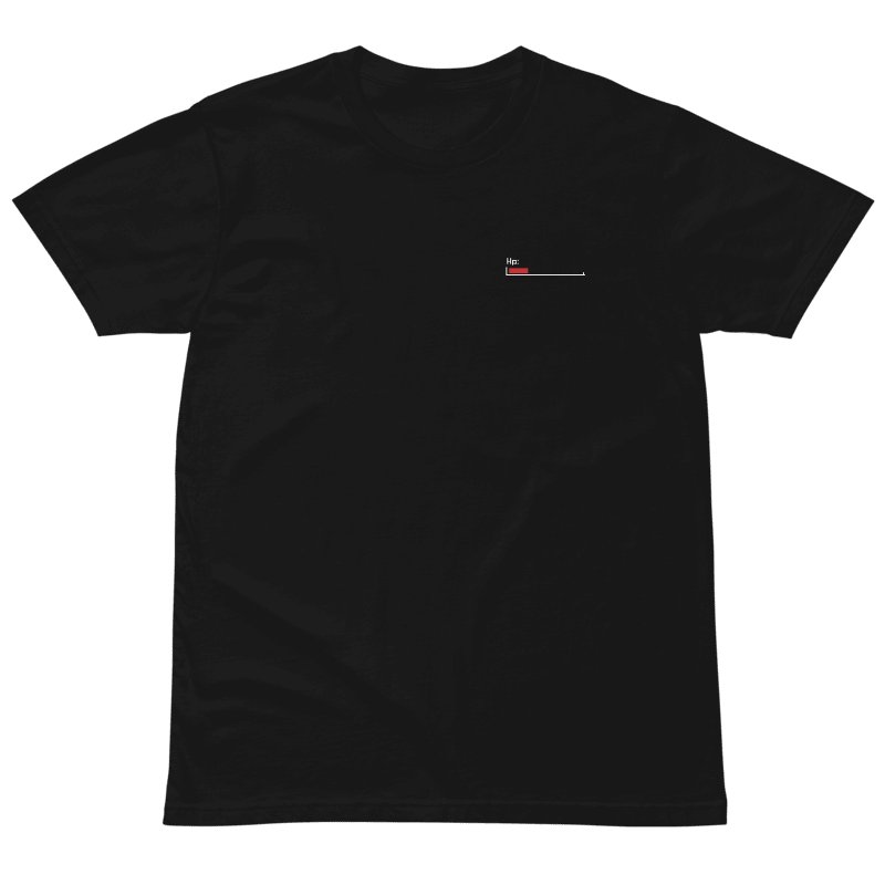 White Healthbar Embroidered on Black T-Shirt product image (3)