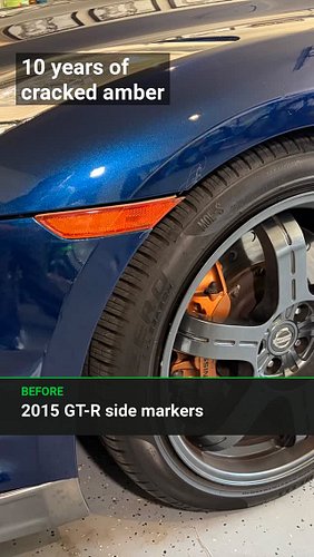 Ten years of cracked amber, gone.

Peel the fender liner back — you don't have to remove it. Find the one metal clip. Pop the...