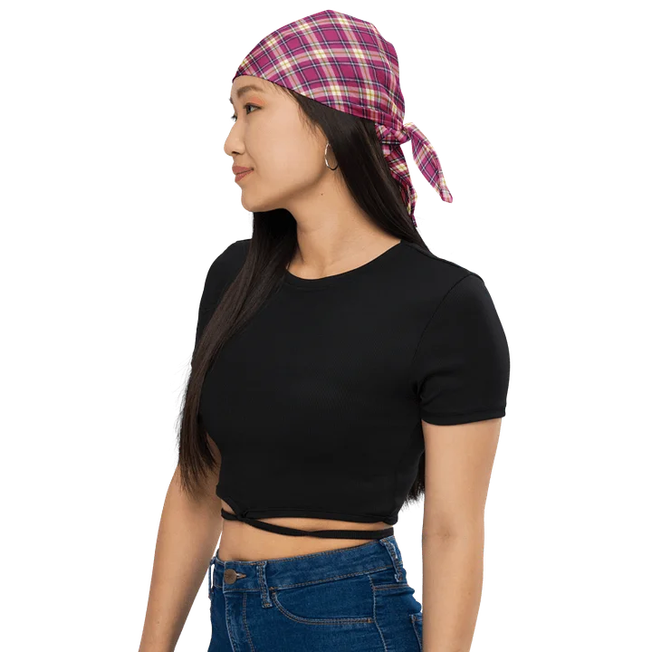 Hot Pink and Navy Plaid Bandana product image (1)