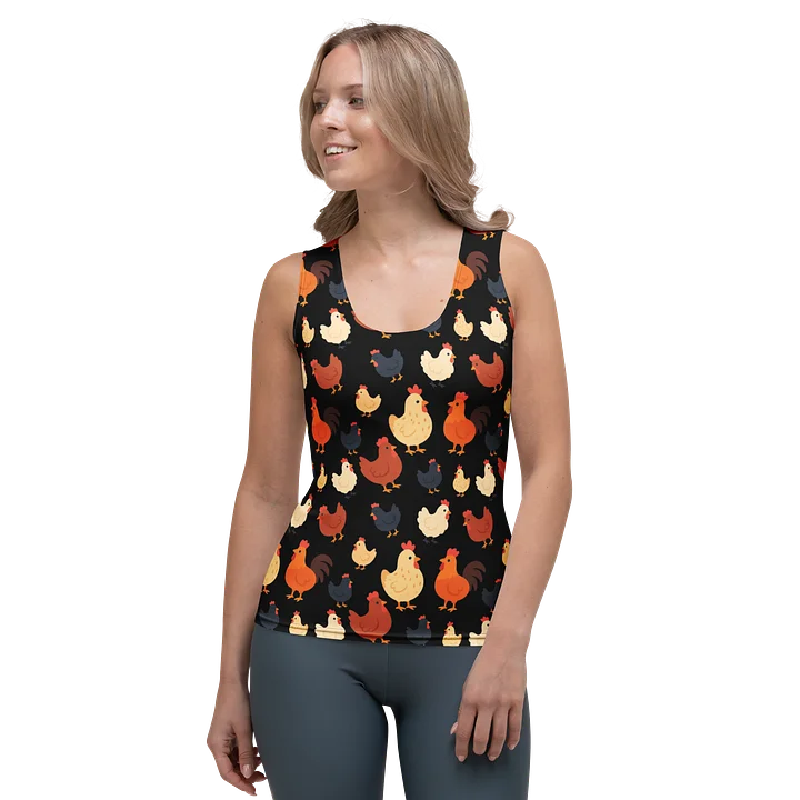Chicken lover tank top with cute chickens on black product image (1)