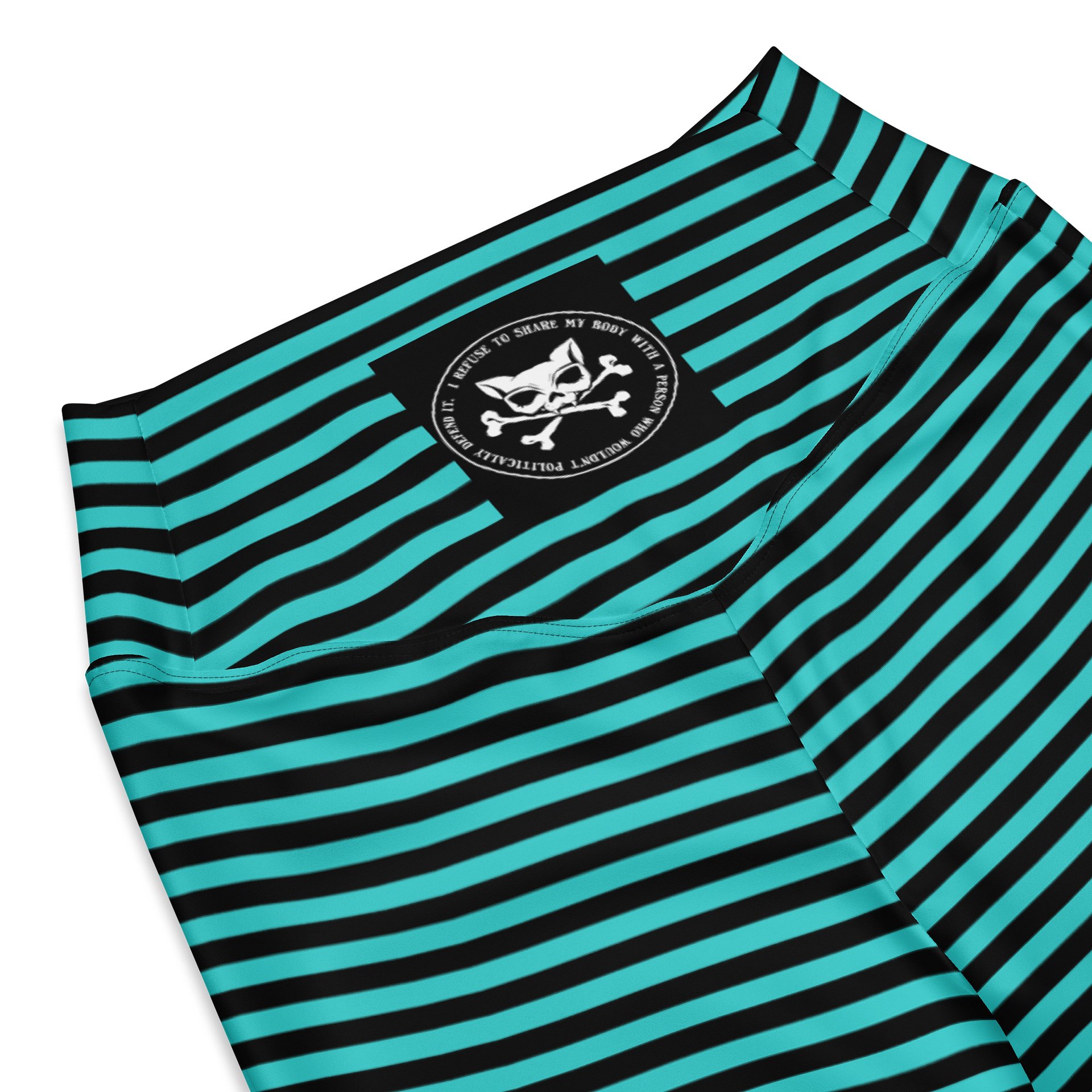 Turqouise and Blaque Stripped Kat Skull Flares product image (8)