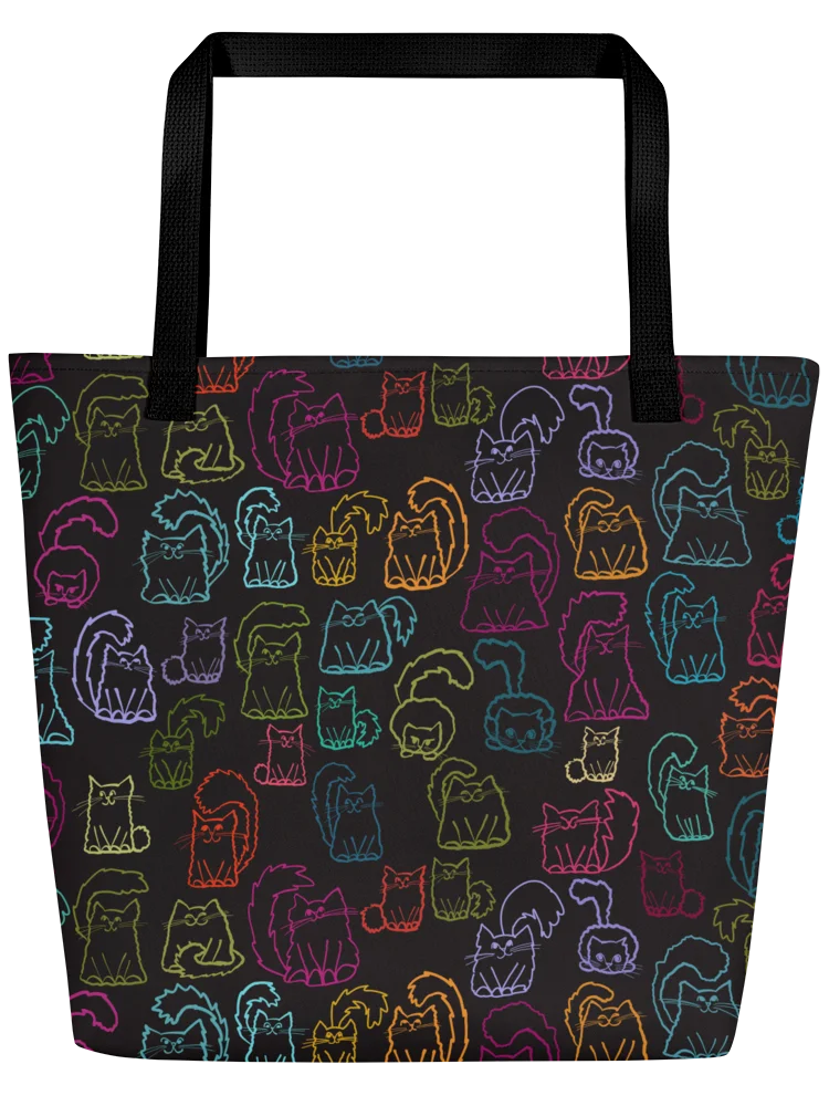 Sooo Many Cute Kitties Large Black Tote Bag product image (5)