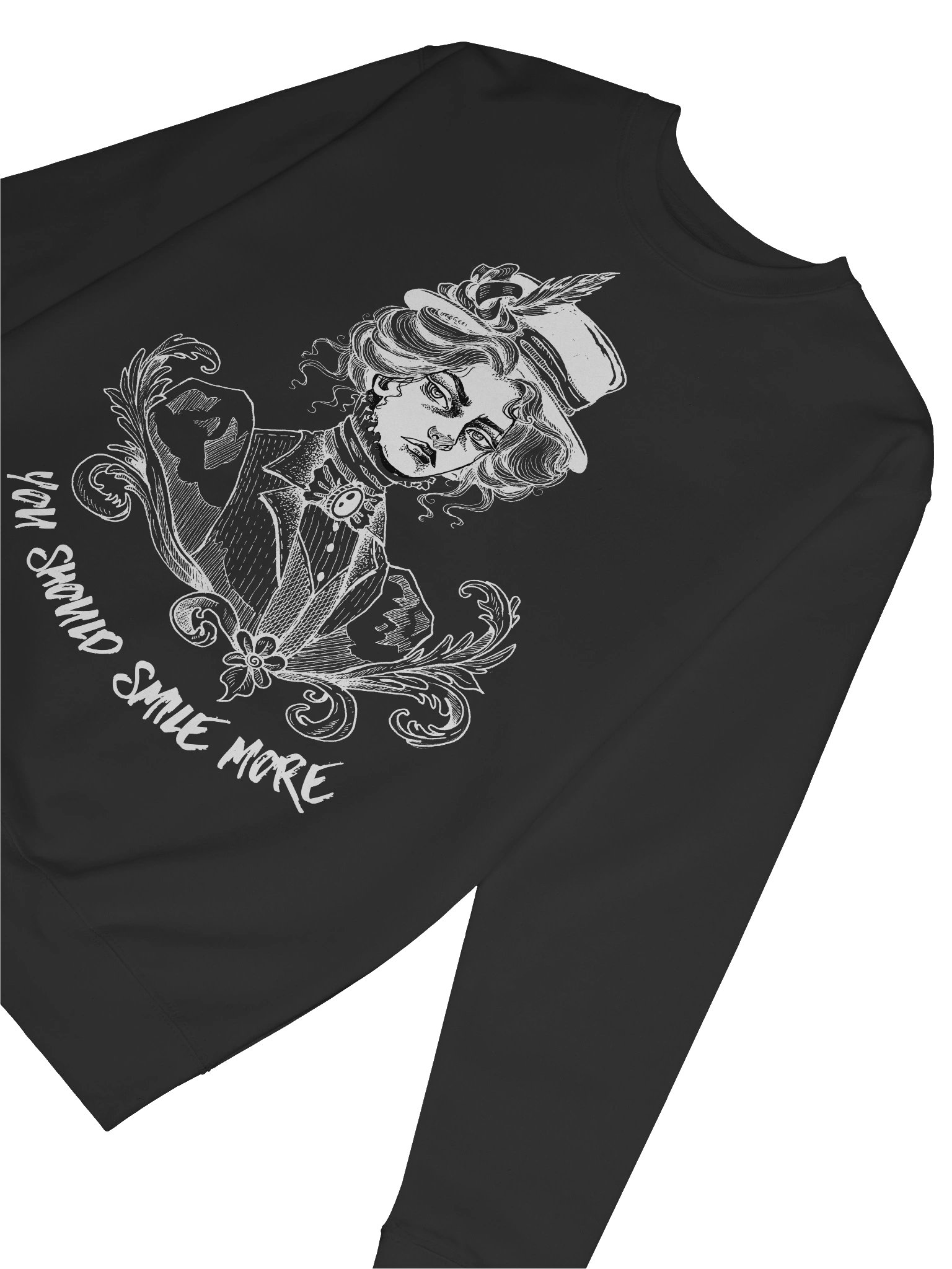 "SMILE MORE" Black Sweatshirt (Design #2) product image (2)
