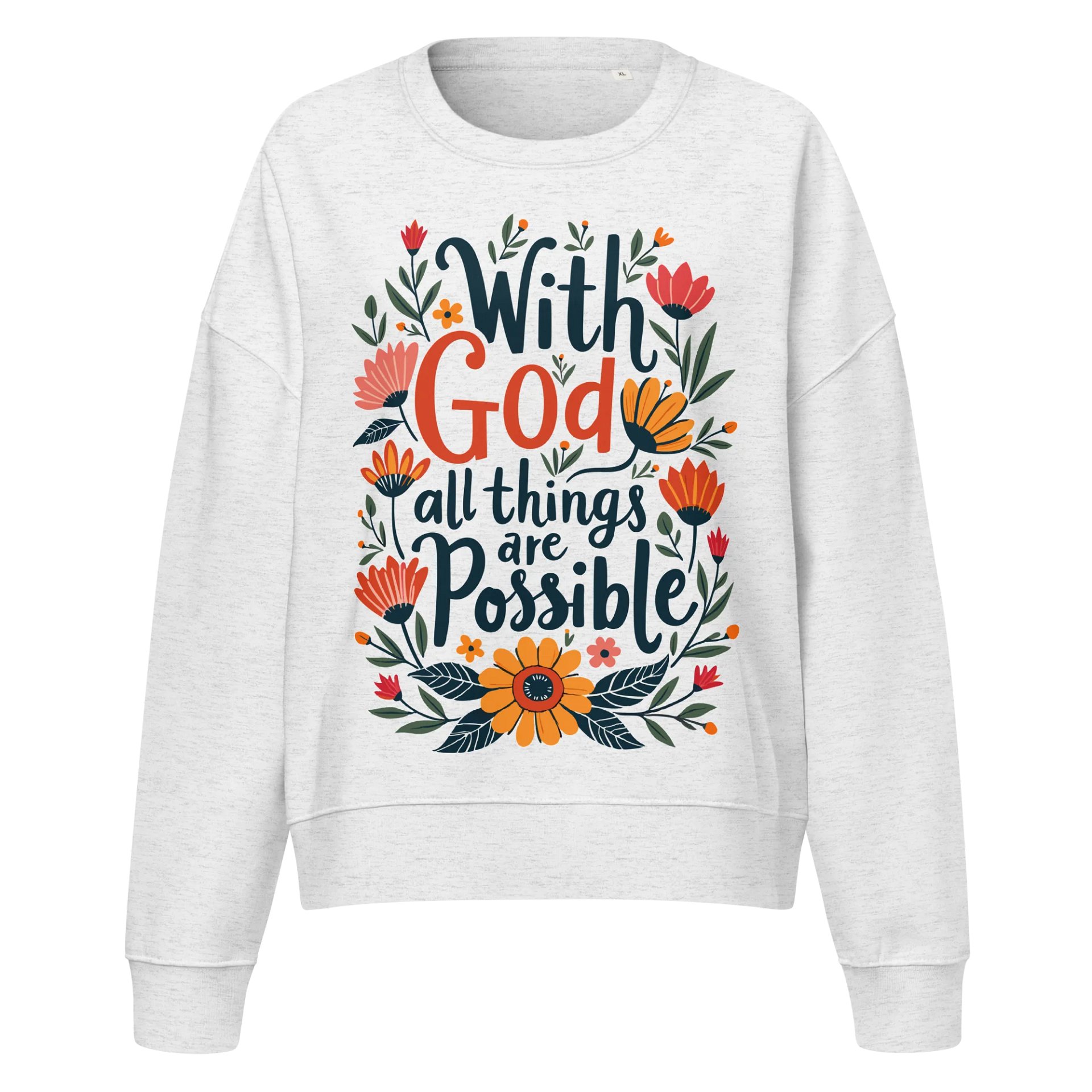 Women's Organic Crewneck Sweatshirt With God All Things Are Possible product image (2)