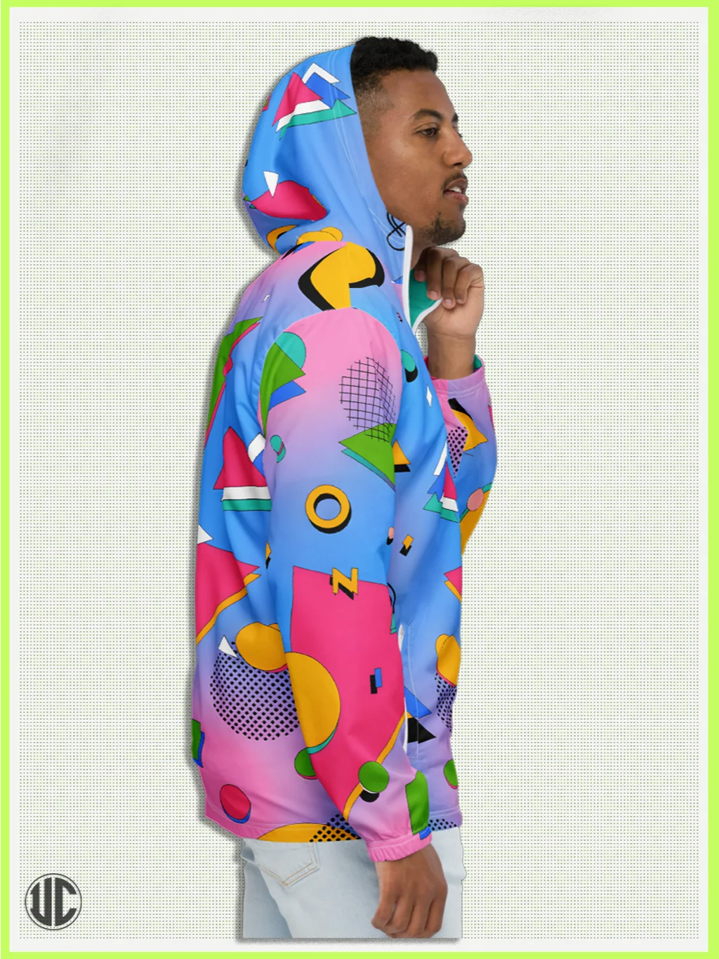 Retro 1980s Windbreaker Jacket – Colorful Memphis Style Zip Hoodie | Vintage Lightweight Streetwear for Men & Women product image (4)