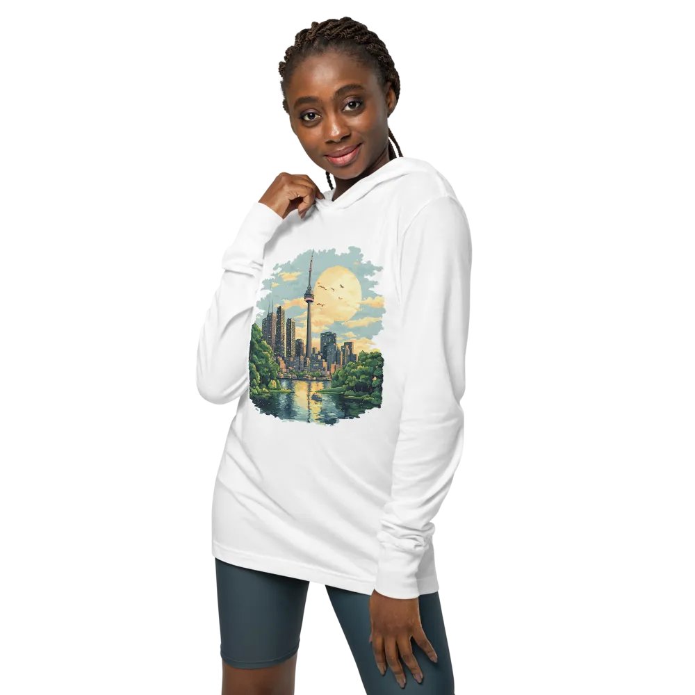 Toronto Vibes Unisex Hooded Tee – CN Tower Sunset product image (6)