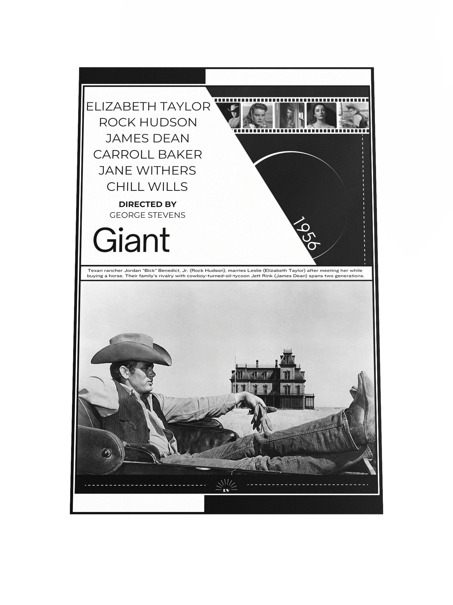 Giant with James Dean and Elizabeth Taylor 1956 | Movie Poster | 12x18 Wall Art product image (1)