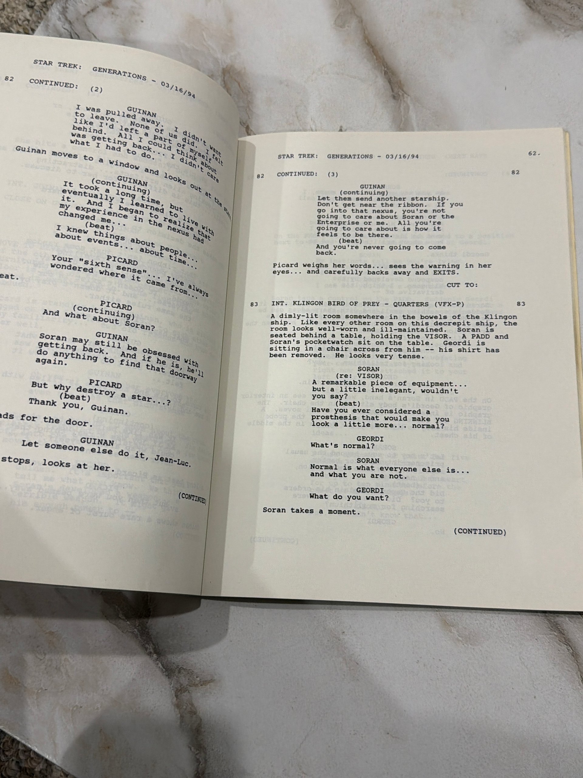 1994 Star Trek Generations Final Draft Screenplay Script March 16 1994 product image (2)