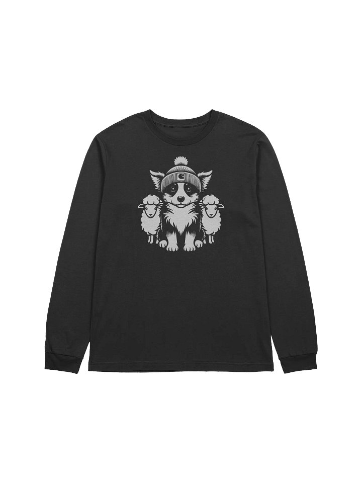 Cute Tricolor Border Collie with Sheep Long Sleeve T-Shirt product image (1)